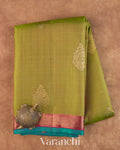 Moss Green Vaira Oosi Pure Kanchipuram Silk Handloom Saree