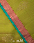Moss Green Vaira Oosi Pure Kanchipuram Silk Handloom Saree
