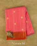 Baby Pink Checkered Pure Kanchipuram Silk Handloom Saree