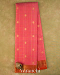 Baby Pink Checkered Pure Kanchipuram Silk Handloom Saree