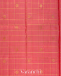 Baby Pink Checkered Pure Kanchipuram Silk Handloom Saree