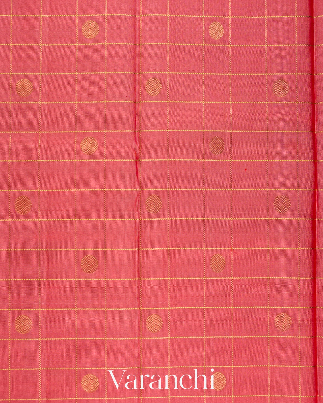 Baby Pink Checkered Pure Kanchipuram Silk Handloom Saree