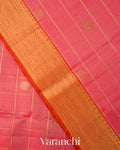 Baby Pink Checkered Pure Kanchipuram Silk Handloom Saree