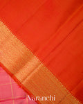 Baby Pink Checkered Pure Kanchipuram Silk Handloom Saree