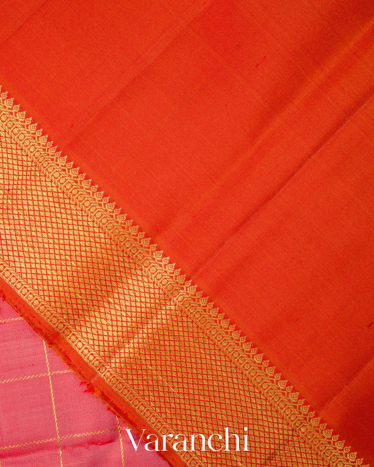 Baby Pink Checkered Pure Kanchipuram Silk Handloom Saree