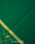 Bottle Green Checkered Pure Kanchipuram Silk Handloom Saree
