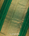Bottle Green Checkered Pure Kanchipuram Silk Handloom Saree