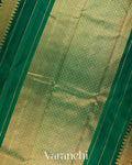 Bottle Green Checkered Pure Kanchipuram Silk Handloom Saree