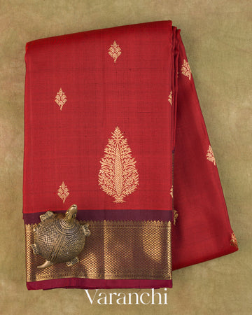 Rust Red Pure Kanchipuram Silk Handloom Saree