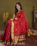 Rust Red Pure Kanchipuram Silk Handloom Saree