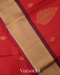 Rust Red Pure Kanchipuram Silk Handloom Saree