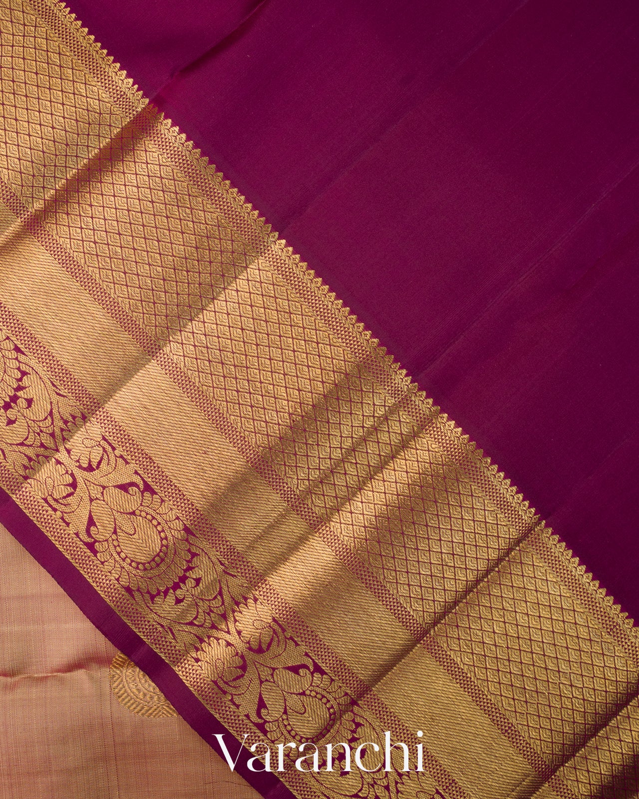 Beige Pure Kanchipuram Silk Handloom Saree
