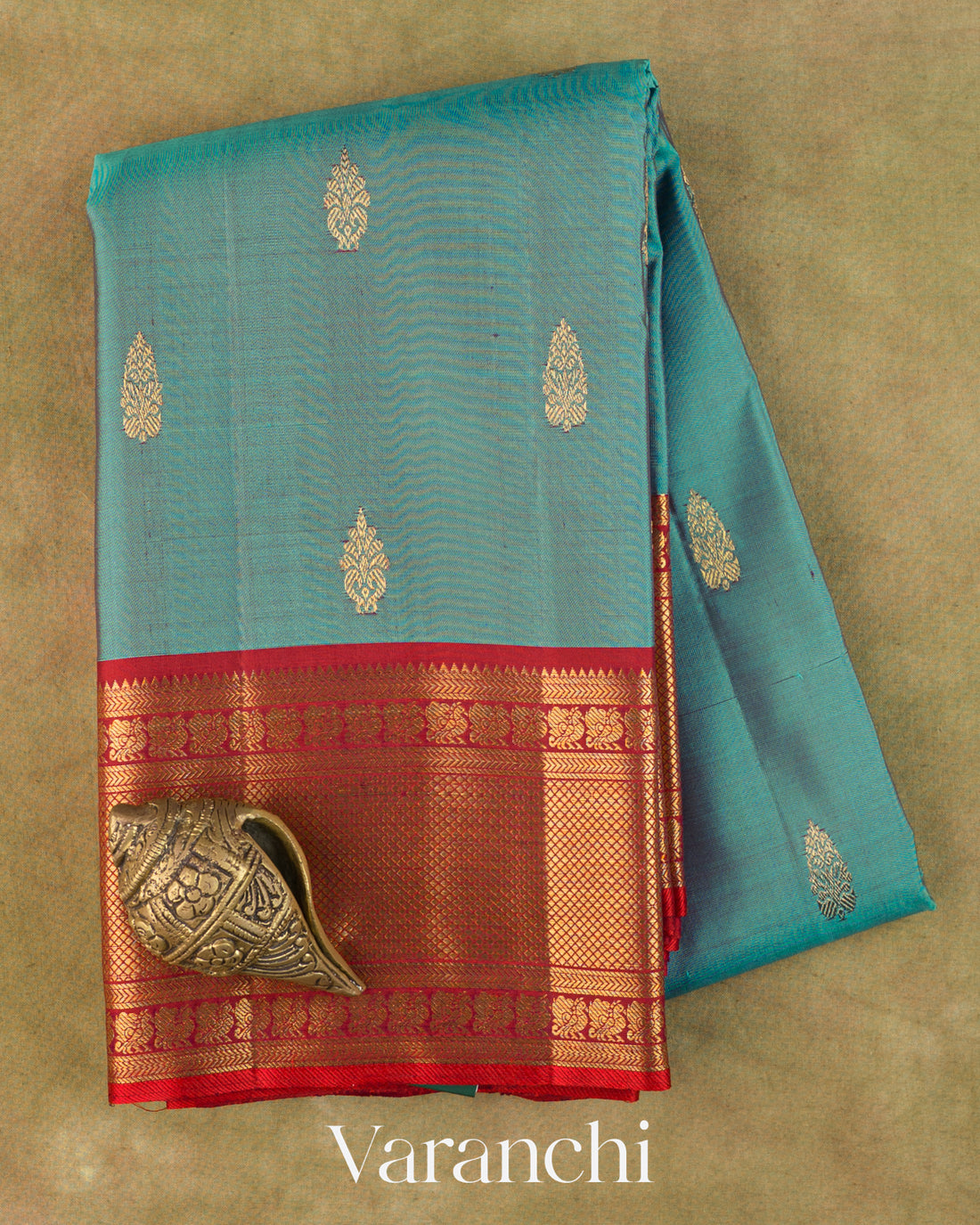 Sky Blue Pure Kanchipuram Silk Handloom Saree