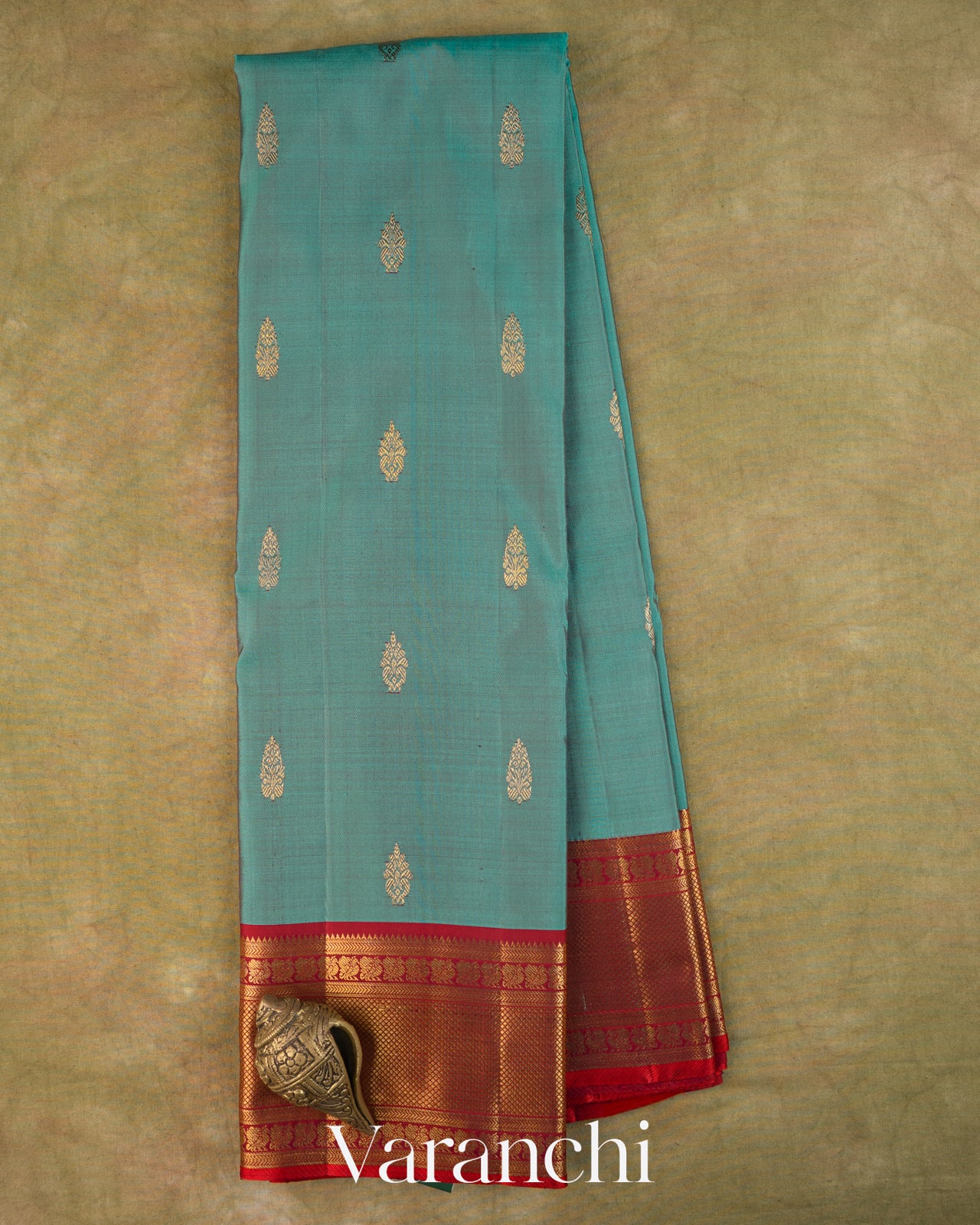 Sky Blue Pure Kanchipuram Silk Handloom Saree