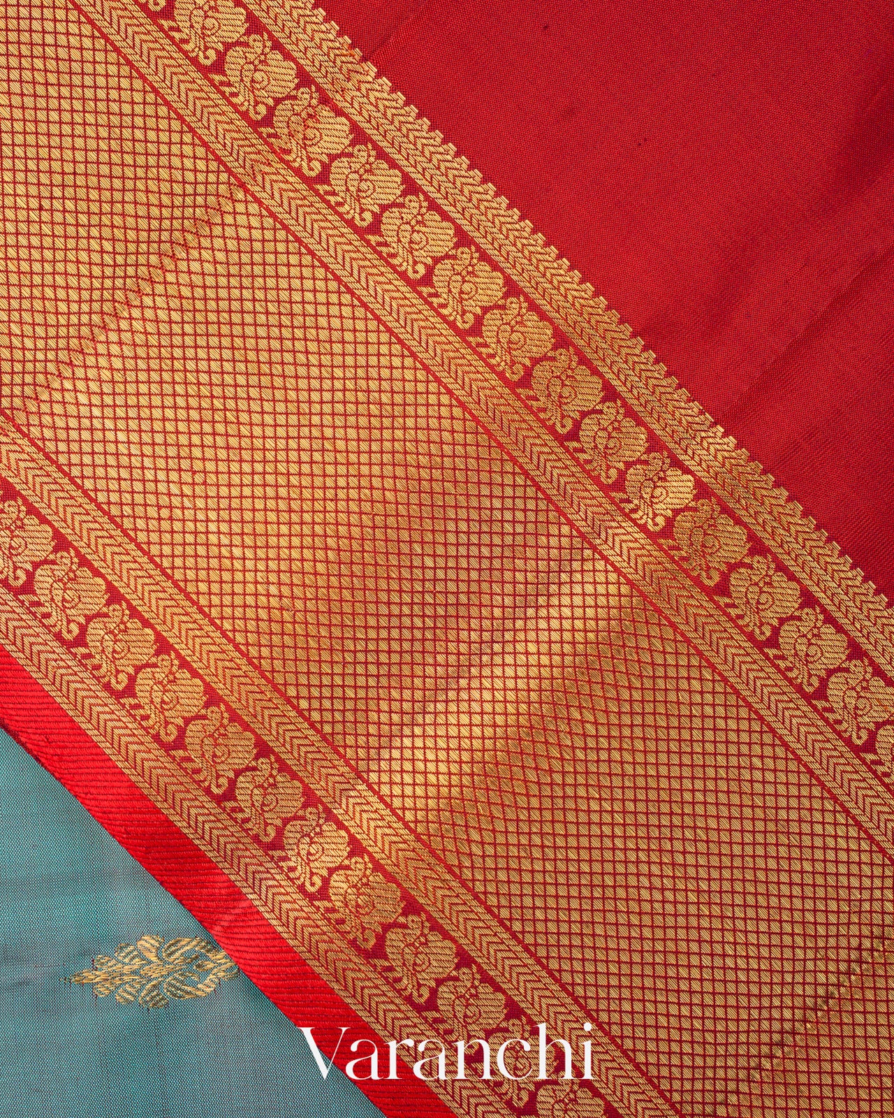 Sky Blue Pure Kanchipuram Silk Handloom Saree