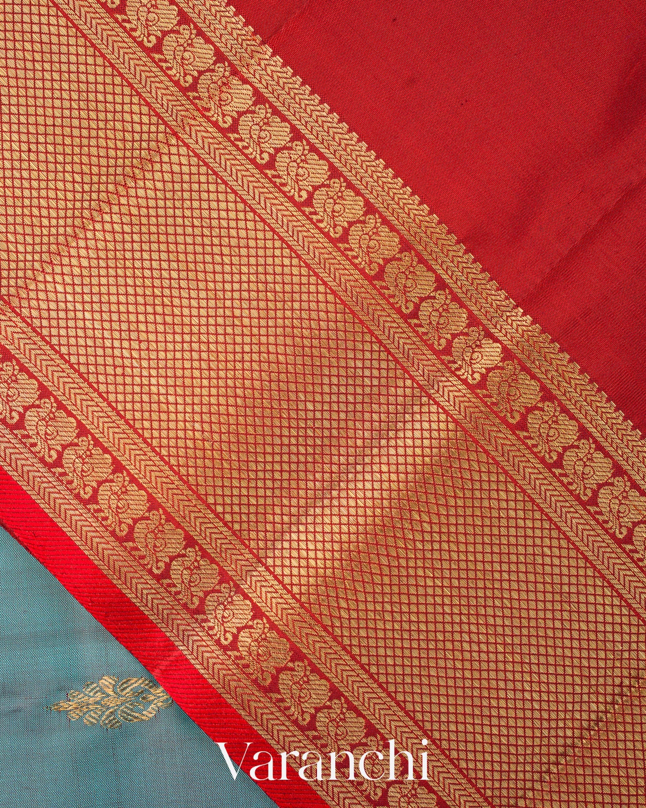Sky Blue Pure Kanchipuram Silk Handloom Saree