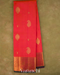 Tomato Red Korvai Pure Kanchipuram Silk Handloom Saree