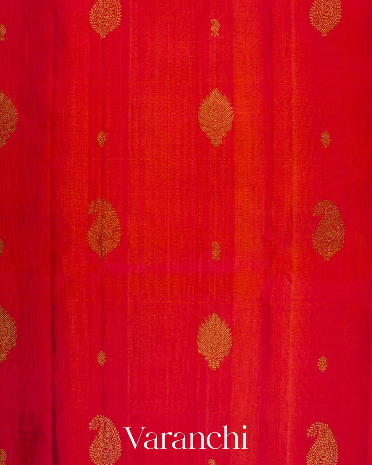 Tomato Red Korvai Pure Kanchipuram Silk Handloom Saree