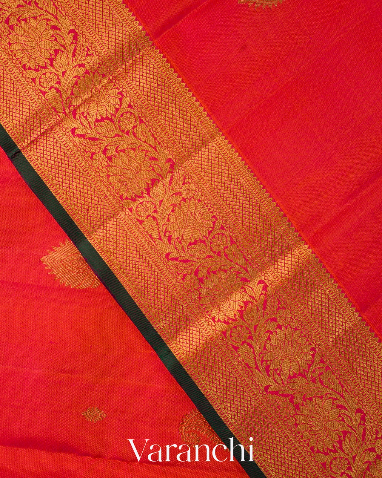 Tomato Red Pure Kanchipuram Silk Handloom Saree