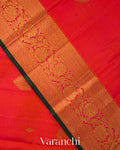 Tomato Red Korvai Pure Kanchipuram Silk Handloom Saree