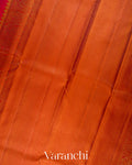 Tomato Red Korvai Pure Kanchipuram Silk Handloom Saree