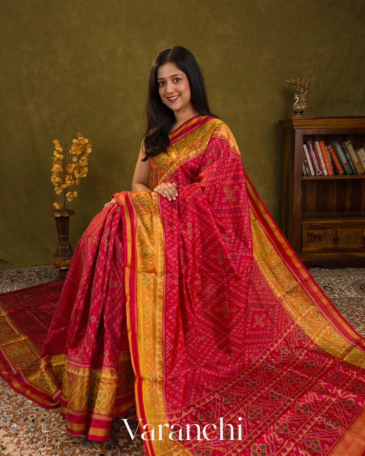 Crimson Red Pure Rajkot Patola Silk Handloom Saree