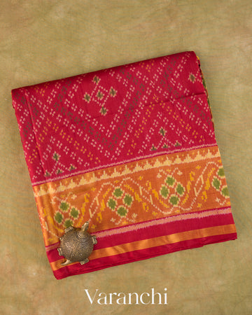 Crimson Red Pure Rajkot Patola Silk Handloom Saree