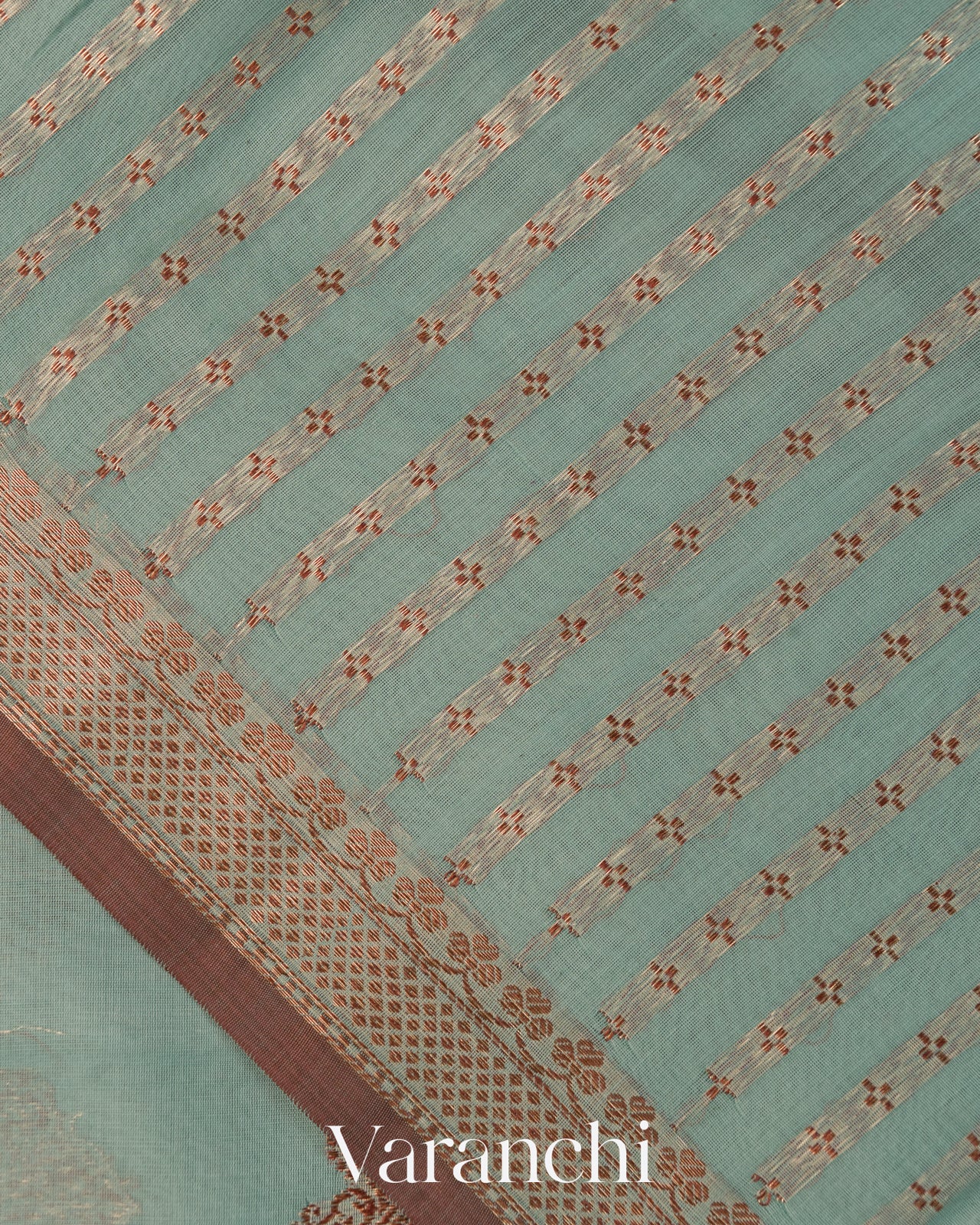 Sea Green Pure Chanderi Silk Cotton Handloom Saree