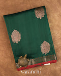 Bottle Green Pure Chanderi Silk Cotton Handloom Saree