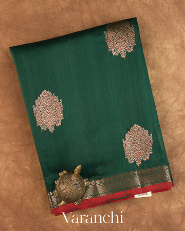 Bottle Green Pure Chanderi Silk Cotton Handloom Saree