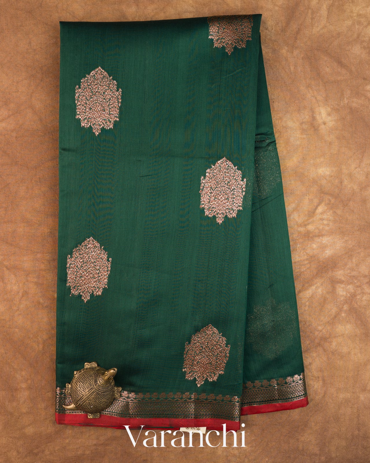 Bottle Green Pure Chanderi Silk Cotton Handloom Saree