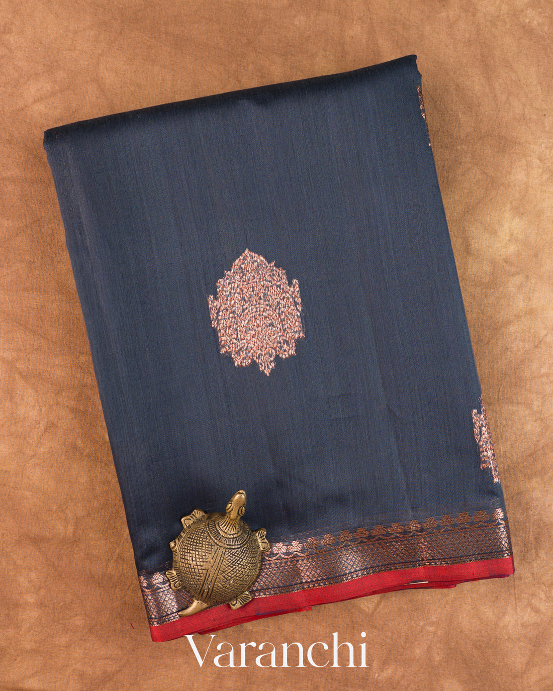 Navy Blue Pure Chanderi Silk Cotton Handloom Saree
