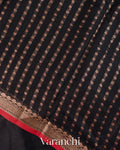 Jet Black Pure Chanderi Silk Cotton Handloom Saree
