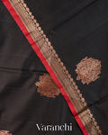 Jet Black Pure Chanderi Silk Cotton Handloom Saree