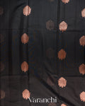 Jet Black Pure Chanderi Silk Cotton Handloom Saree