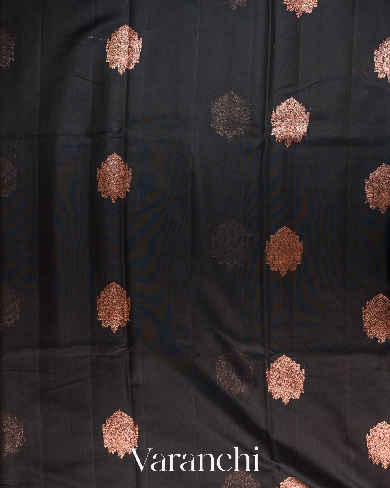 Jet Black Pure Chanderi Silk Cotton Handloom Saree