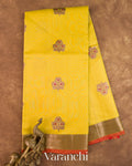 Lemon Yellow Pure Chanderi Silk Cotton Handloom Saree