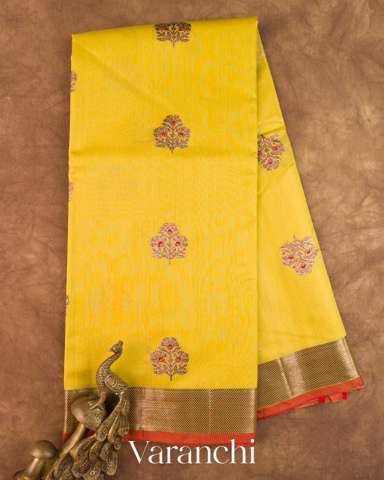 Lemon Yellow Pure Chanderi Silk Cotton Handloom Saree