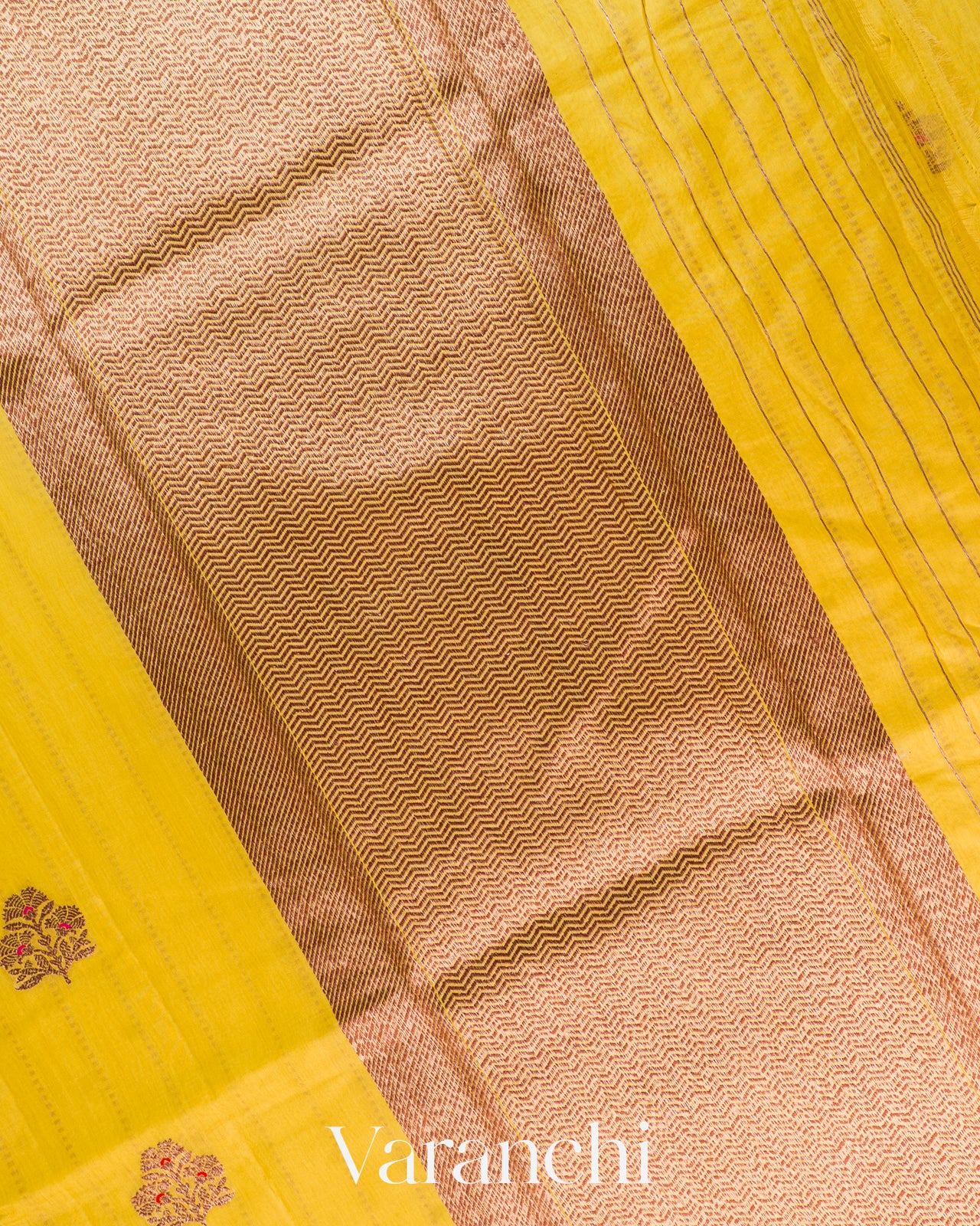 Lemon Yellow Pure Chanderi Silk Cotton Handloom Saree
