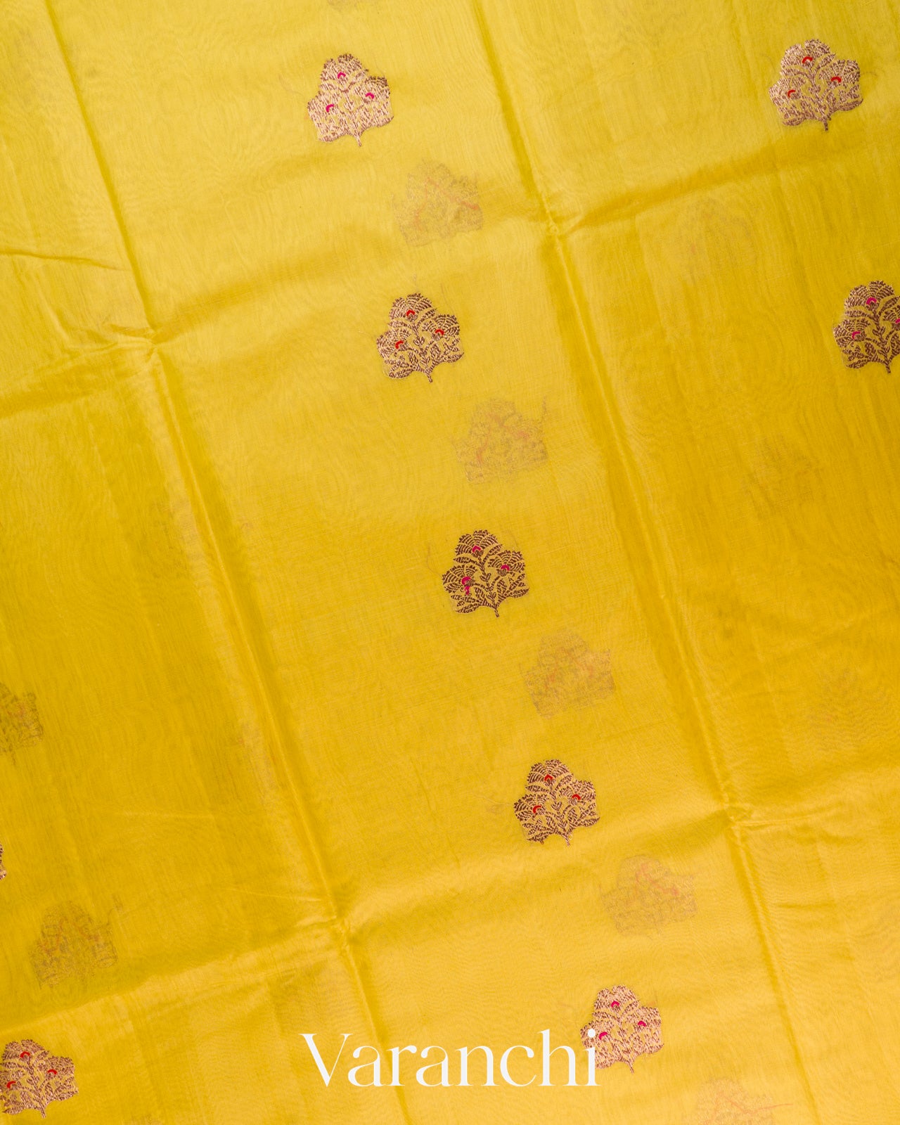 Lemon Yellow Pure Chanderi Silk Cotton Handloom Saree