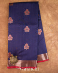 Navy Blue Pure Chanderi Silk Cotton Handloom Saree