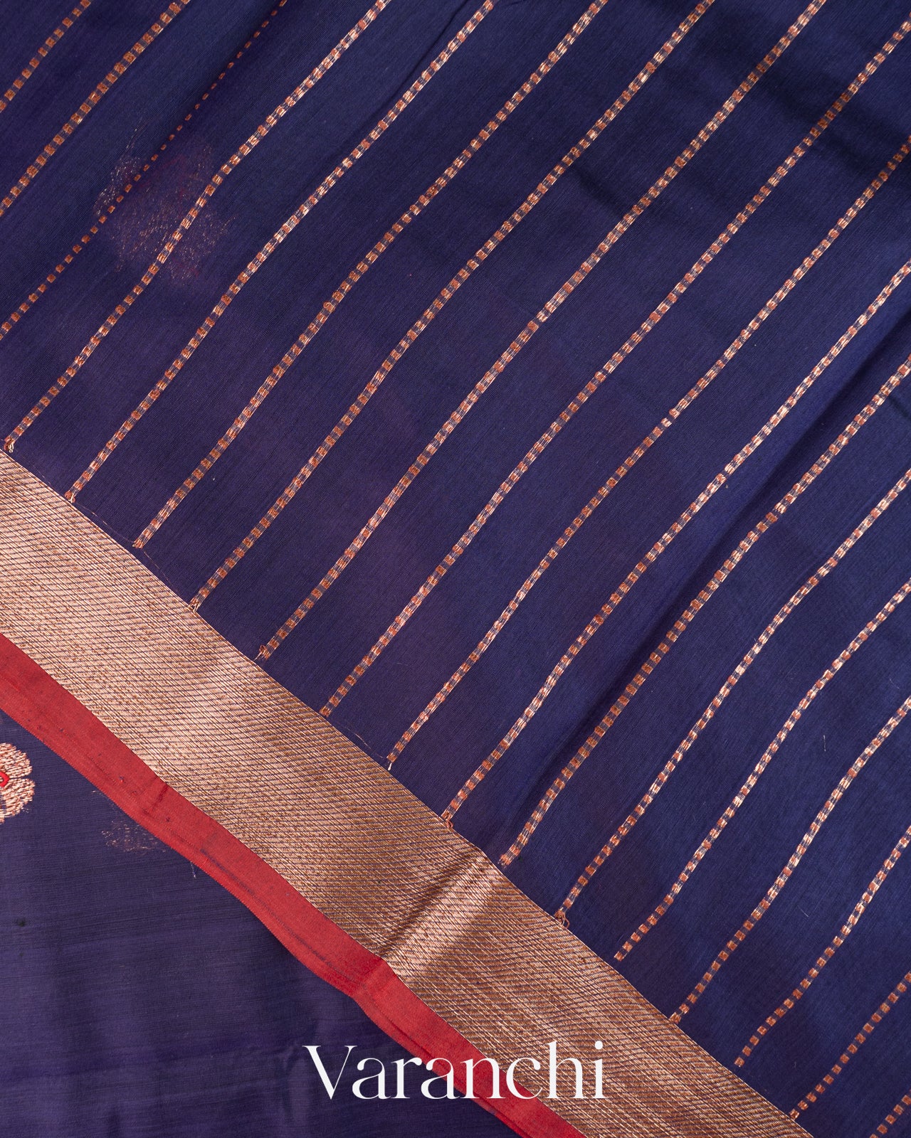 Navy Blue Pure Chanderi Silk Cotton Handloom Saree