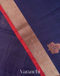 Navy Blue Pure Chanderi Silk Cotton Handloom Saree