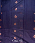 Navy Blue Pure Chanderi Silk Cotton Handloom Saree
