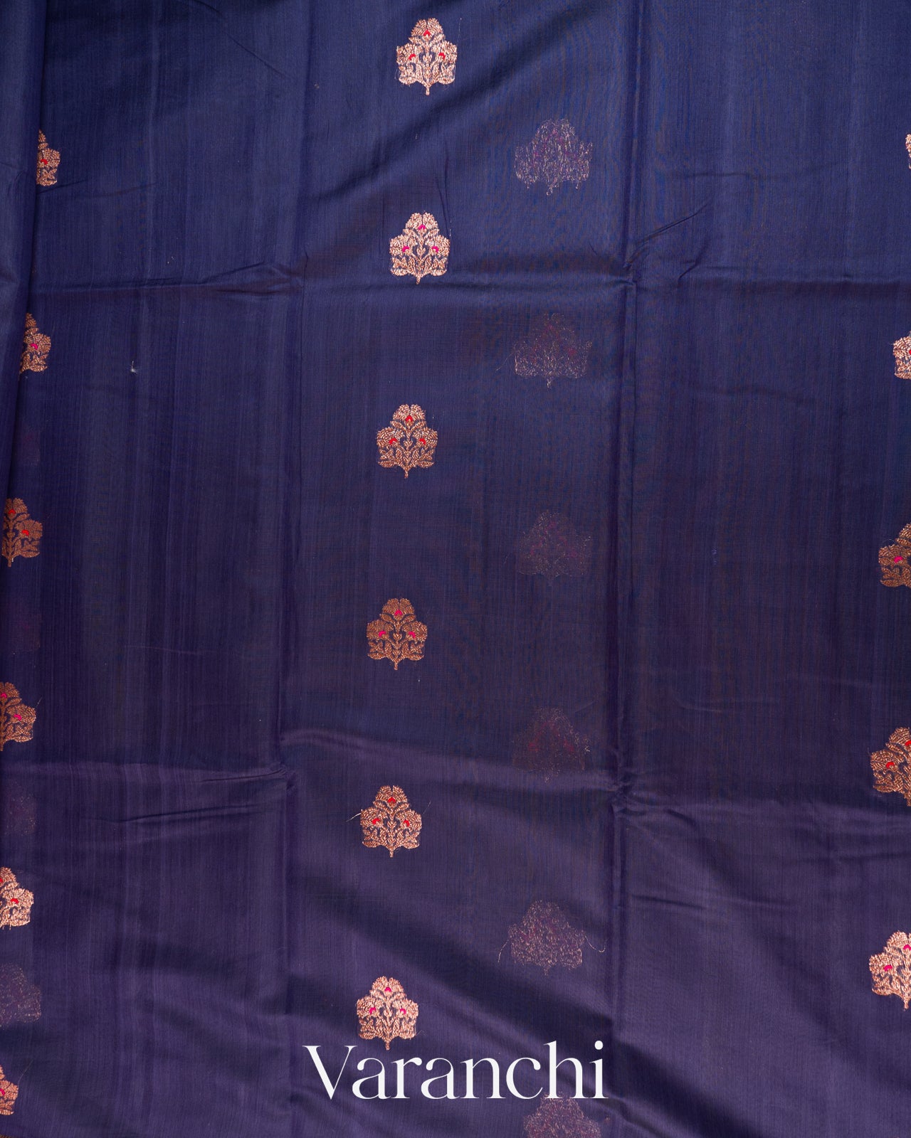 Navy Blue Pure Chanderi Silk Cotton Handloom Saree