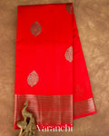 Bright Red Pure Chanderi Silk Cotton Handloom Saree