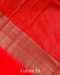 Bright Red Pure Chanderi Silk Cotton Handloom Saree