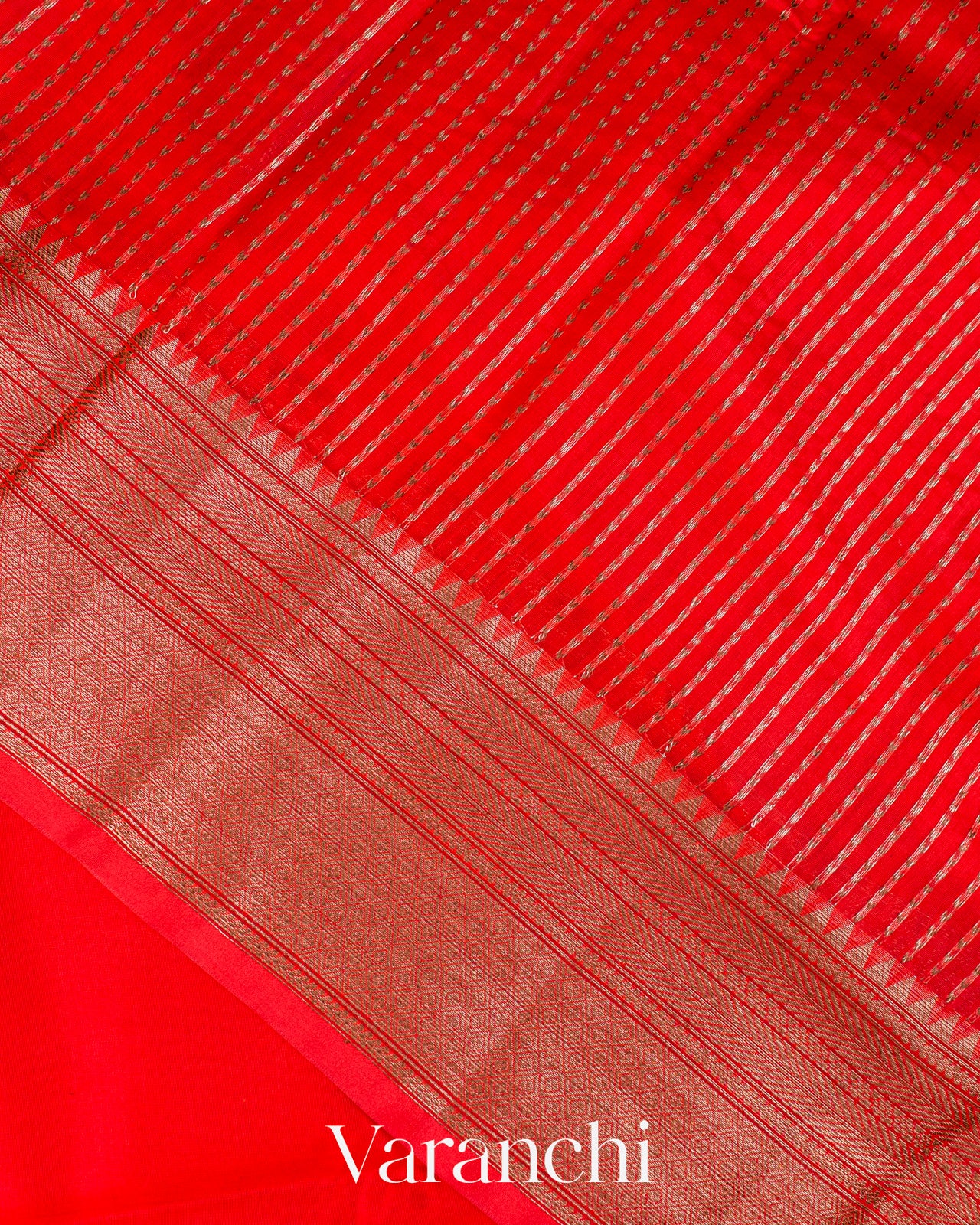 Bright Red Pure Chanderi Silk Cotton Handloom Saree