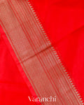 Bright Red Pure Chanderi Silk Cotton Handloom Saree