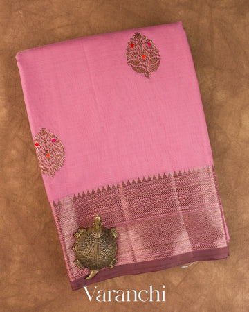 Pink Pure Chanderi Silk Cotton Handloom Saree